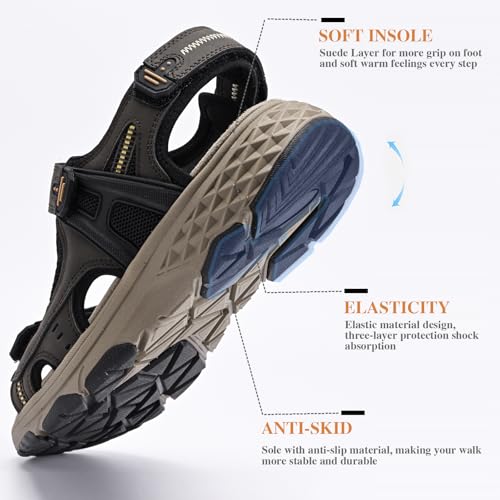 Image of Queday Womens Mens Sport Sandals Outdoor Hiking Sandals with Arch Support Comfortable Athletic Beach Sandals for Travel Walking Trekking Camping