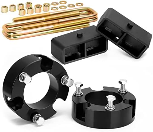 3"F+2"R Leveling Lift Kit Fit for Tacoma 2WD 4WD 2005-2021, KSP 3inch Front Strut Spacers and 2inch Rear Lift Block with U Bolts Full Suspension Kits（Black）
