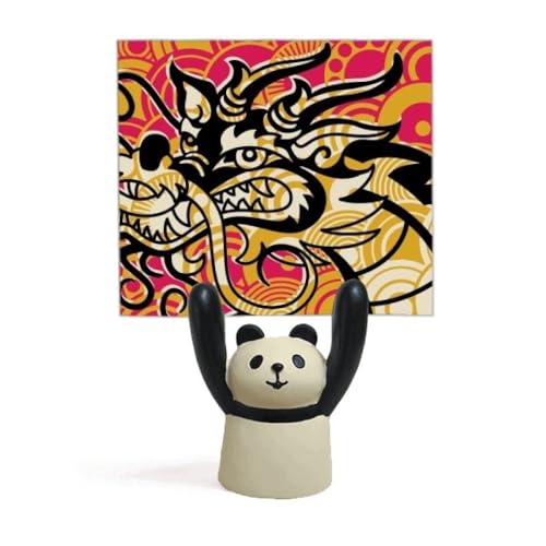 Porte-mémo noir panda et dragon chinois support pince note décoration asiatique