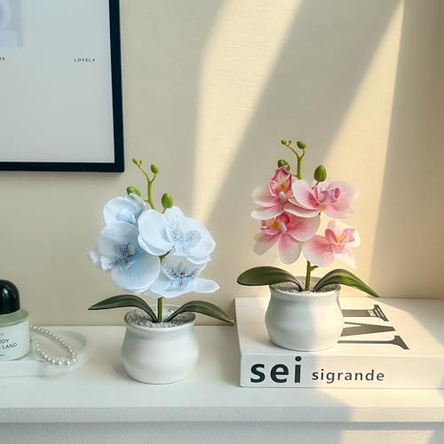 Pacote com 2 mini orquídeas artificiais de plantas artificiais co...