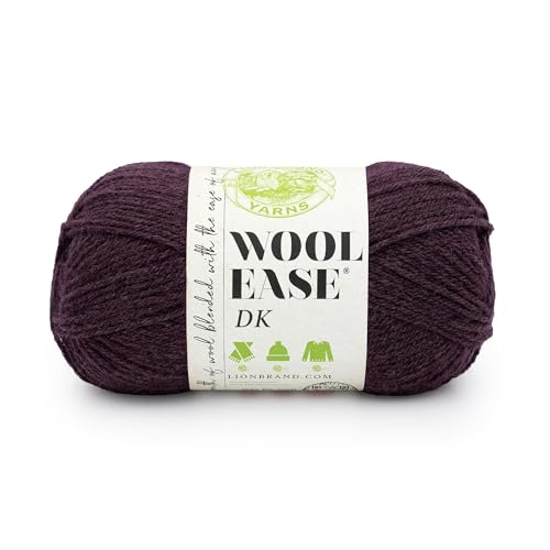 Image of Lion Brand Yarn, Wool-Ease DK Crochet & Knit Yarn, Eggplant, Purple, 1 Pack | Classic DK Weight Wool Acrylic Blend Knit & Crochet Fiber for Warm Blankets, Light Sweaters, Fall & Winter Hats