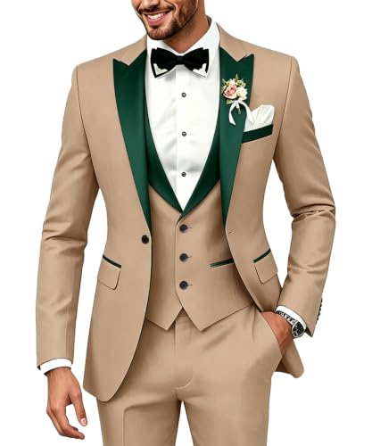 Men's Suit 3 Piece Champ/GRN Tuxedo Set Classic Suits for Wedding Prom S