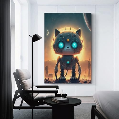Art mural chat robotique espace pour décorer chambre adolescent