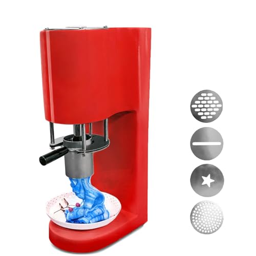 Spaghetti-Eispresse, Automatische Mini-Frucht-Softeismaschine FüR Zuhause, KüChe, 0,42-L-EdelstahlbehäLter, 4 Nudelformen, Einfache Bedienung FüR Eisdielen Und Dessertbars,Red