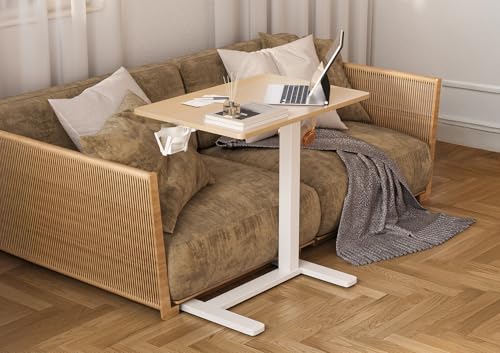 Image of Claiks Mobile Rolling Desk Small Portable Laptop Cart Bedside, 28 inch Oak