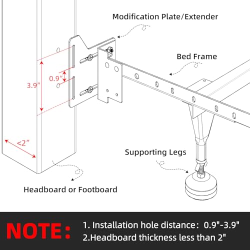 image for Yuleimy 2 PCS Bed Frame Brackets Adapter for Headboard Extra, Full to 