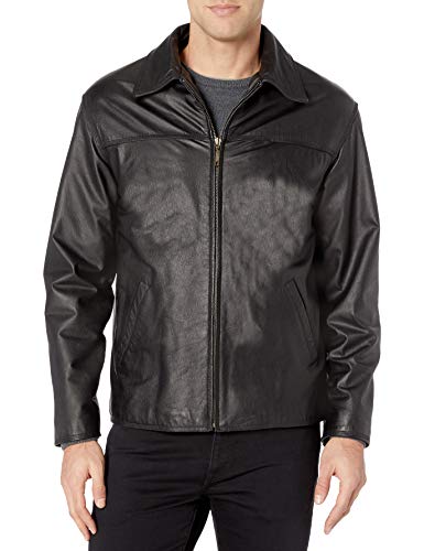 Cole Haan Men's Washed Vintage Leather Moto Jacket, Black, Small