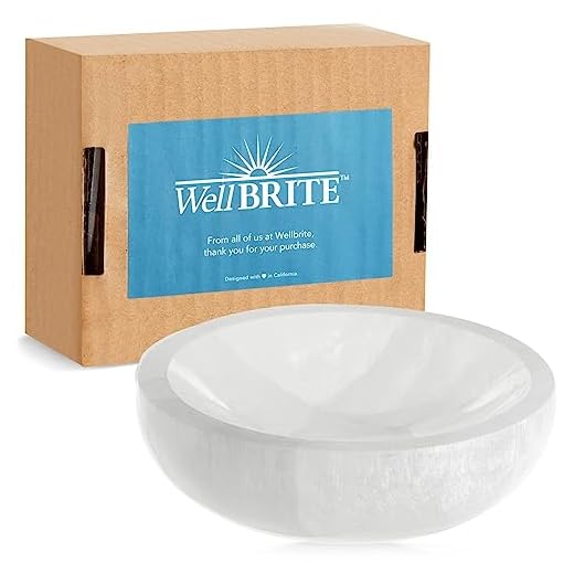 wellbrite 4-inch selenite charging bowl for cleansing, recharging crystals and healing stones, meditation, spiritual awareness, positive energy, witchcraft supplies, home decor