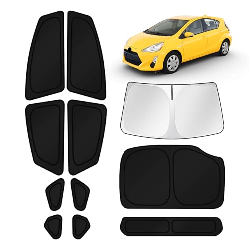 Image of KUST Car Window Shades for Toyota Prius 2010 2011 2012 2013 2014 2015 Windshield Sun Shade Side Window Cover UV Block Privacy Protection Accessories for Camping Blackout Rear Back Full Set 11PCS