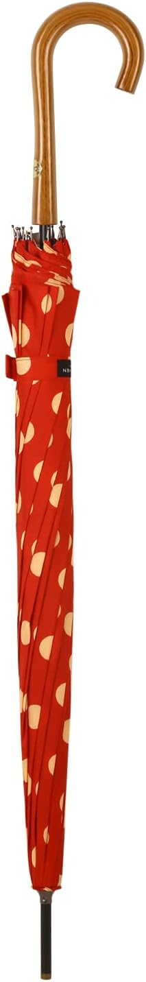 Agaric Classic Wooden Hook Handle J Stick Umbrella Auto Open Windproof Umbrella for Women (Red) - Image 2