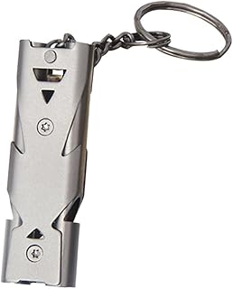 INOOMP Apito de sobrevivência apito de emergência com chaveiro, apito de emergência para barco, apito de emergência para caminhadas, apito alto de aço inoxidável apito de emergência alto áudio de alta frequência