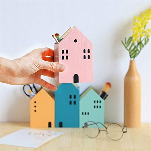 Pot à crayons en bois pour enfants et adultes - Organiseur bleu maison pour ranger le bureau