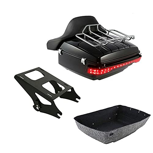 TCMT 13.7" King Tour Pack Trunk Backrest Pad Luggage Rack 2 Up Mount Rack Taillight Fit For Harley Tour Pak Touring CVO Road King Road Glide Street Glide Electra Glide 2014-2025