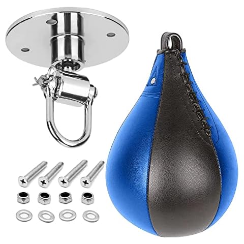 Kvittra Heavy Duty Speed Ball Set , Swivel Boxing Punching Bag - Leather Boxing Dodge Speed Bag with Hanging Swivel for Workout Kicking Martial Arts Training Home Gym Boxing Exercise Workout Cover