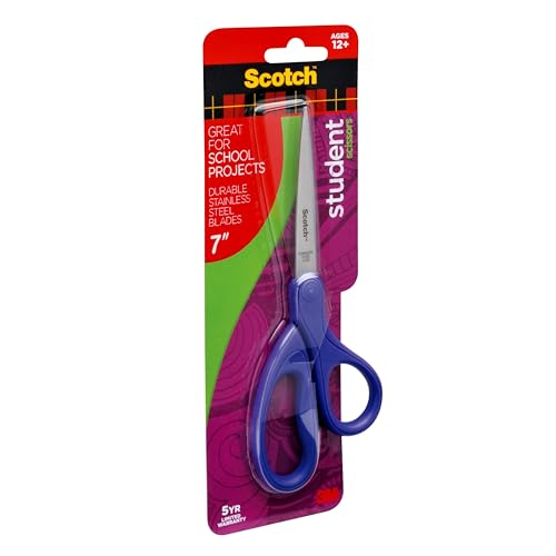 Scotch 7-Inch Student Scissors, Blue, Green, and Purple, Colors Vary, 6-Pack - image 6