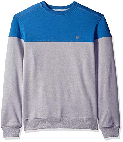 IZOD Men's Advantage Performance Colorblock Crewneck Fleece Sweatshirt, Block Bright Cobalt, Medium