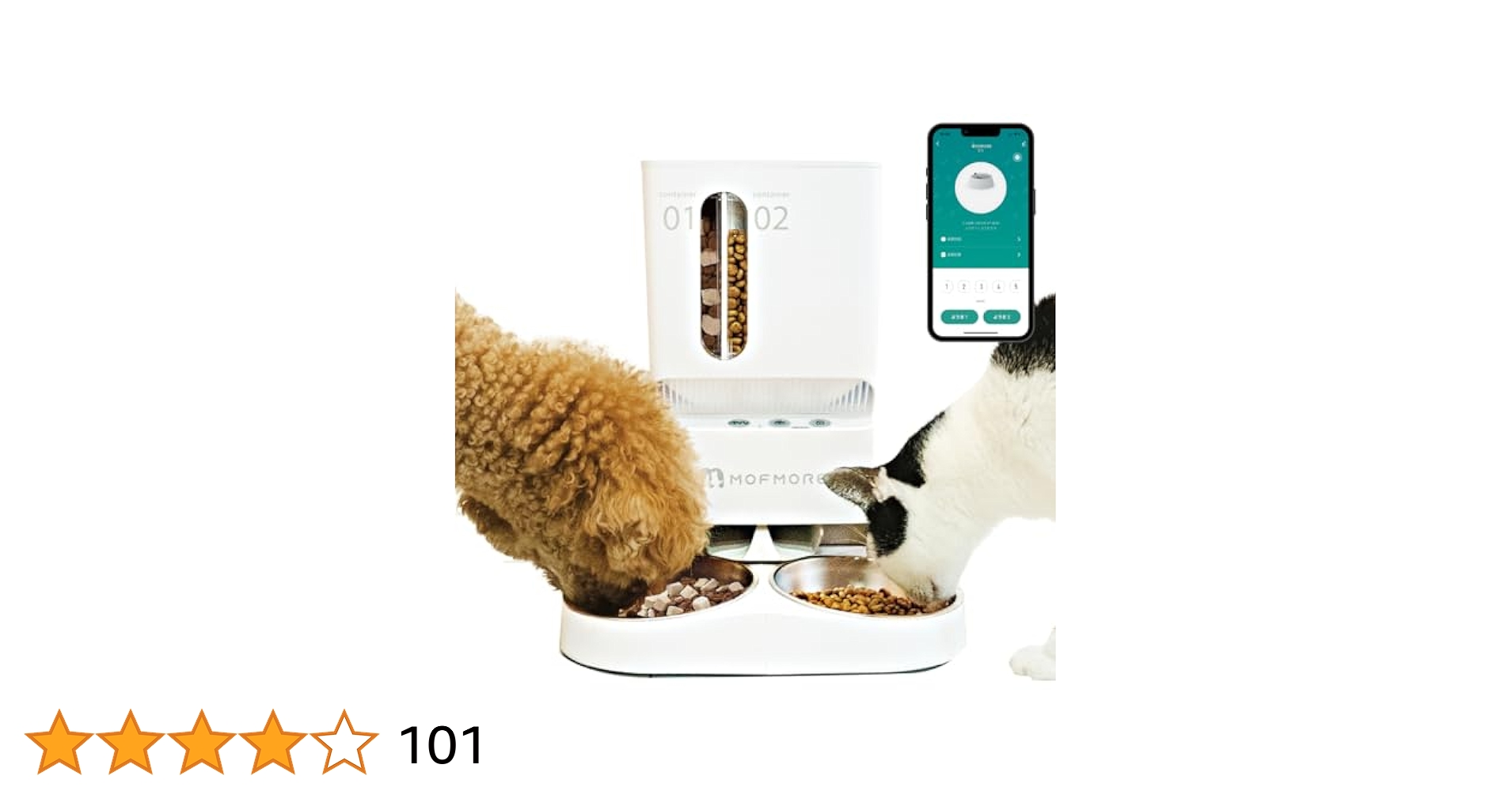 Amazon | 2種類出せる MOFMORE 自動給餌器 猫 犬 2匹 音声録音