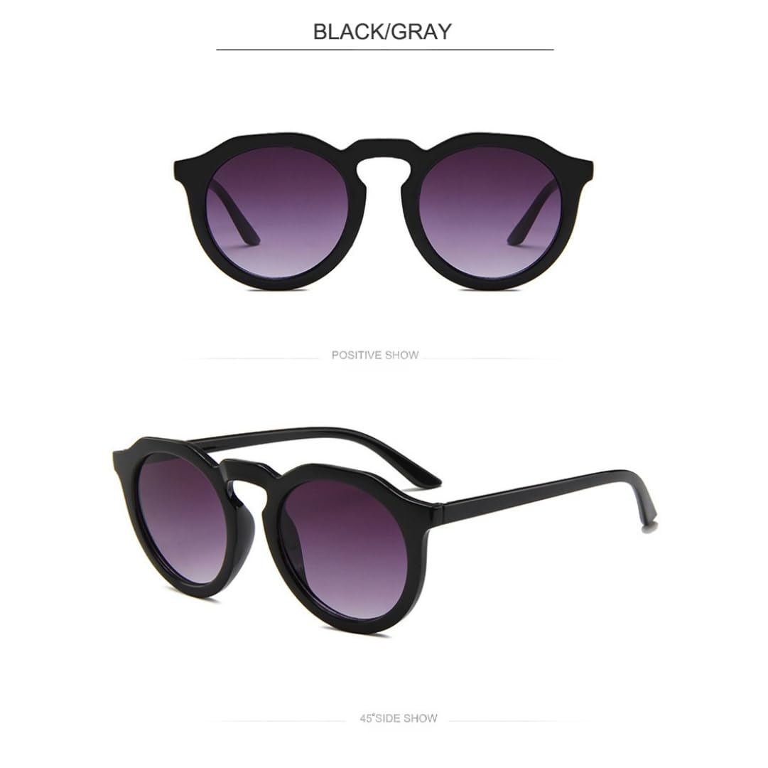 Lot de 2 lunettes de soleil rondes rétro pour femme protection UV400 style punk orange et noir.