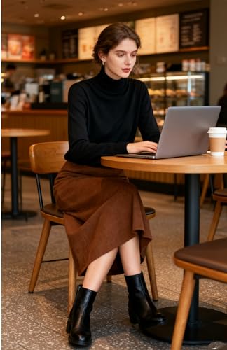 SANGTREE Women's Turtleneck Sweater Long Sleeve Casual Fall Winter Knit Pullover Sweater Top4