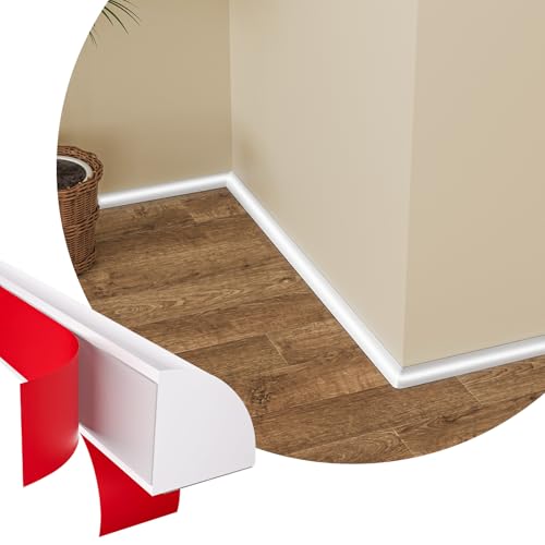 Flexible Quarter Round Molding - 158 Inch Peel and Stick Rubber Quarter Round Trim, Self-Adhesive Bathtub Edge Trim Molding, Suitable for Wall Edge, Floor Corner, Staircase Cabinet Edge (White)