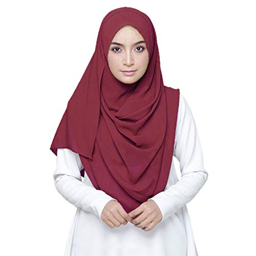 Image of LMVERNA Solid Color Bubble Chiffon Scarf for Women Fashion Soft Hijab Long Scarf Wrap Scarves