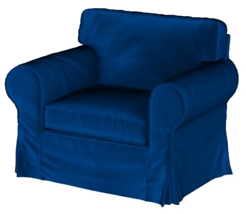 Velvet Pets Friendly Sofa Covers Custom Made Compatible for IKEA Ektorp Armchair Slipcovers (Velvet Blue Ektorp Chair)