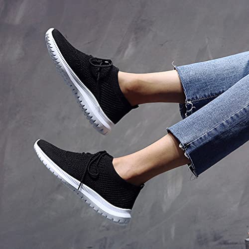 Women's Walking Shoes Lightweight Running Tennis Shoes for Women Lace up Slip on Casual Sneakers Breathable Mesh Knit Classic Solid Color Sneakers with Comfy Cushion Sole for Gym Travel Work2