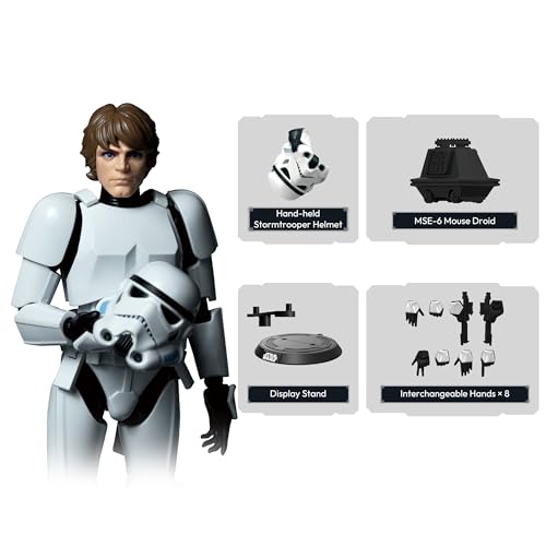 Image of Blokees: Star Wars Episode V: A New Hope - CC04 Series - Luke Skywalker Stormtrooper Disguise Version - Assembly Required - No Tools - No Paint - No Glue - No Cutting - Age 14+ | 103-Piece Snap-Fit Model, Display-Ready Articulation, Accessories and Stand, No Paint and Glue, Ages 14 Plus