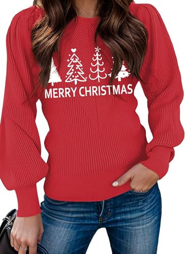 Image of Zeagoo Womens Sweaters Fall 2026 Dressy Casual Long Sleeve Shirts Ribbed Knit Winter Outfits Puff Pullover Jumper Tops
