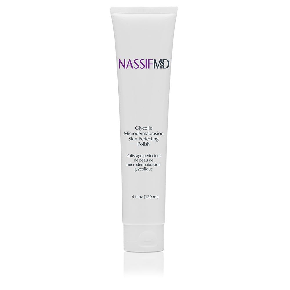 NassifMD Glycolic Microdermabrasion Skin Perfecting Polish, 10% Glycolic Acid Peel, Smooths Skin Texture and Brightens Skin Tone, 4oz