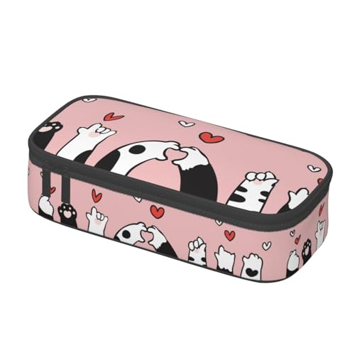 Image of Kawaii Cat Paw Large Pencil Case With Zipper Compartments Stationery Pencil Bag For Kids Teens Students School Supplies