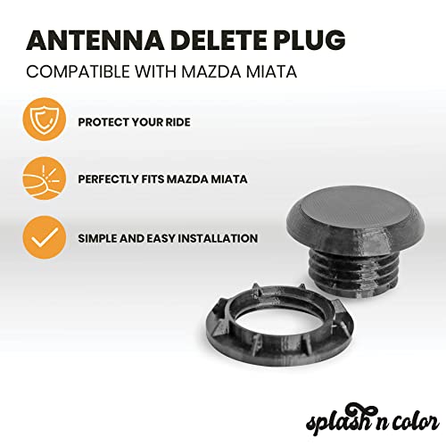 Splashncolor Radio Antenna Hole Mount Plug Compatible With Mazda Vehicles - Protective Plastic Car Antenna Cap - Wash & Dust Proof - Designed With A Flat Round Top #TOP3