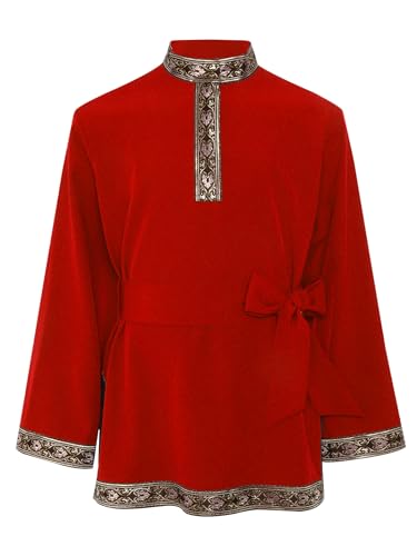 Kids Boys Russian Traditional Folk Shirt Embroidered Bell Sleeve Tunic Top for Carnival Festival3