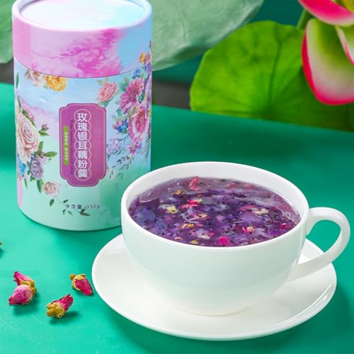 SIJIYUNLI-Rose Silver ear and Lotus Root Powder Soup 350g/12.34oz breakfast, served quickly, is both Tremella and Lotus Root Powder Soup, suitable for those in a hurry, beautifully packaged, and a must-have gift.