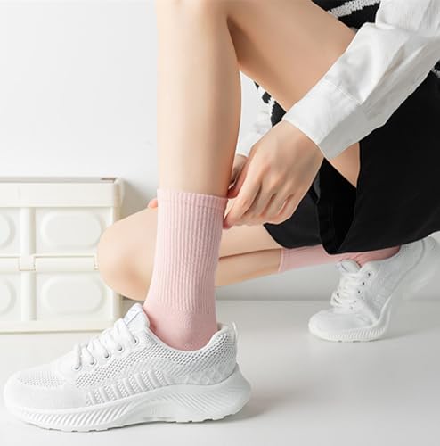 Image of Womens Colorful Basic Sock -Unique Knit Cotton Crew Socks 3 Pack