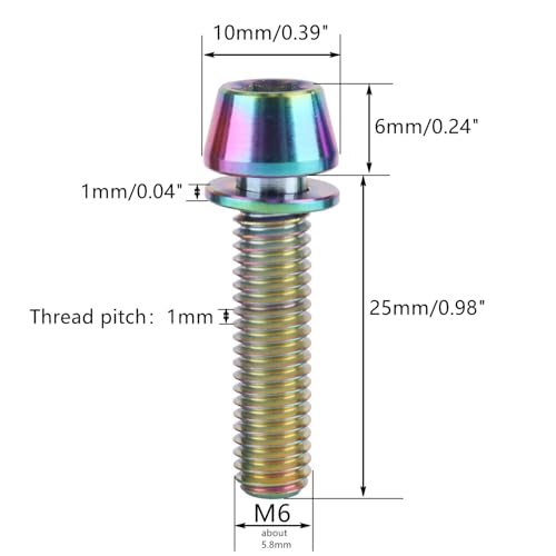 Image of 4Pcs Titanium Bolt M6 x 25mm Allen Hex Bolts with Washers Screw for Bicycle V Brake Hub Fixed (Rainbow)