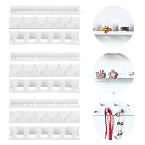 DECARETA 9 PCS Crochets Adhésifs Porte Bijoux Support Mural pour Bijoux Porte Bijoux Mural Adhésifs Range Bijoux Murale 15cm Porte Bijoux Boucles d'Oreilles et Collier Cintre Porte Bijoux pour Bagues Cover