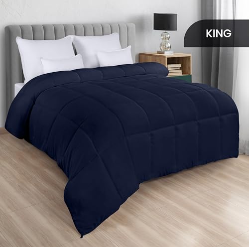 Image of Utopia Bedding Comforters King Size, All Season Duvet Insert, Down Alternative Box Stitched Bed Comforter with Corner Tabs, Machine Washable (Navy)