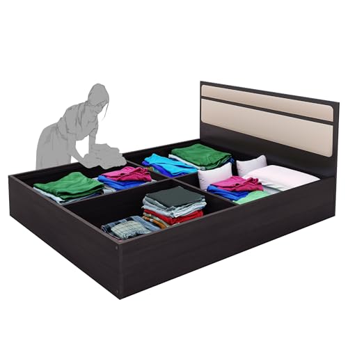 Image of Bharat Lifestyle Helena Engineered Wood Queen Box Bed with Storage | Wenge Finish Wooden Double Bed for Bedroom & Living Room | Knock Down Delivery | 1 Year Warranty | 72x60 Inch Mattress Size