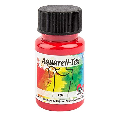 Ideen mit Herz Textilfarbe Aquarell-Tex | Stoffmalfarbe | Aquarellfarbe für Textilien | 50 ml | hochpigmentiert | waschmaschinenfest | auf Wasserbasis (rot)