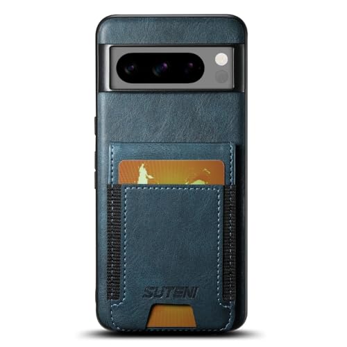 Étui Google Pixel 10 5G en cuir véritable grainé bleu premium à rabat
