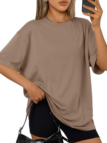 Image of Trendy Queen Womens Oversized T-Shirts Short Sleeves Workout Tops | Casual Summer Gym Tees Plus Size Fashion Clothes 2026