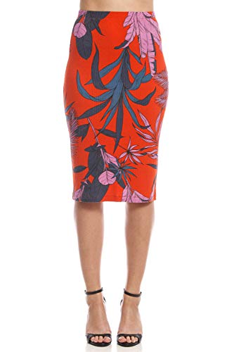 Saia Midi Estampada, Sommer, Feminino, Laranja/Rosa/Azul, M