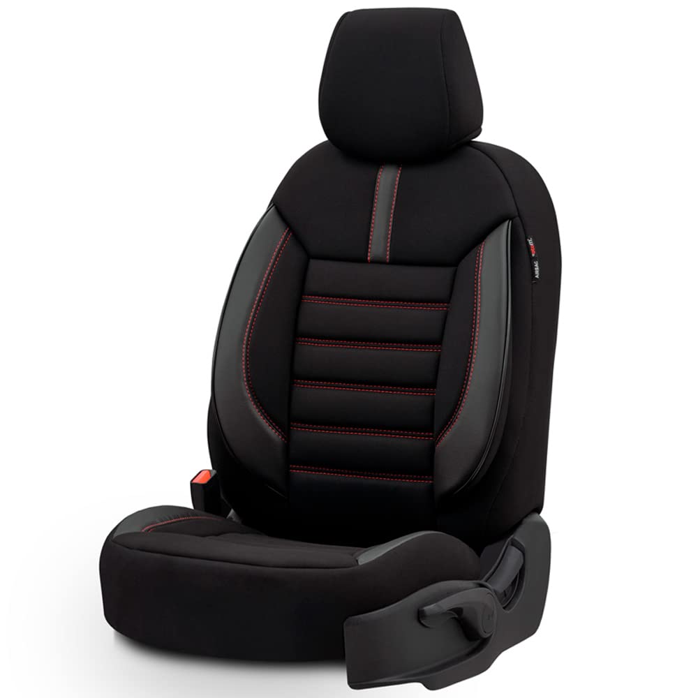 Limited Design Ortopedik Ekstra Destekli Oto Koltuk Kılıfı Tam Set (Siyah-Kırmızı)