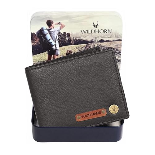 Image of WildHorn customised Gifts for Men | Personalized Leather Wallet for Mens -Name /Logo Printed on Wallet I New Customization Giftings for Men Boy Love Husband Employees Clients