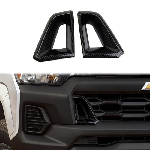 Image of Carbon Fiber Style Front Bumper Trim Grille Side Cover for 2023-2026 Chevrolet Colorado