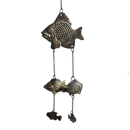 アンティークドアベル 鋳鉄工芸浮動魚のレトロドアベルホームレトロな装飾オーナメント 風鈴 呼び鈴 風水 グッズ 縁起物 (Color : Brass, Size : One size)