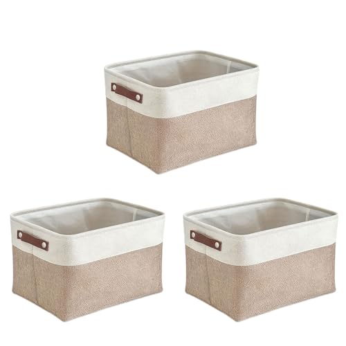 Cestas de almacenamiento para organizar habitaciones pequeñas con tela de lino 2