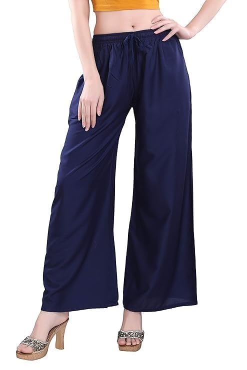 Premium Rayon Palazzo Pants for Women's & Girls | Loose Fit, Elastic Waist, Comfortable & Stylish Palazzo Trousers for Casual & Formal Wear-image-21