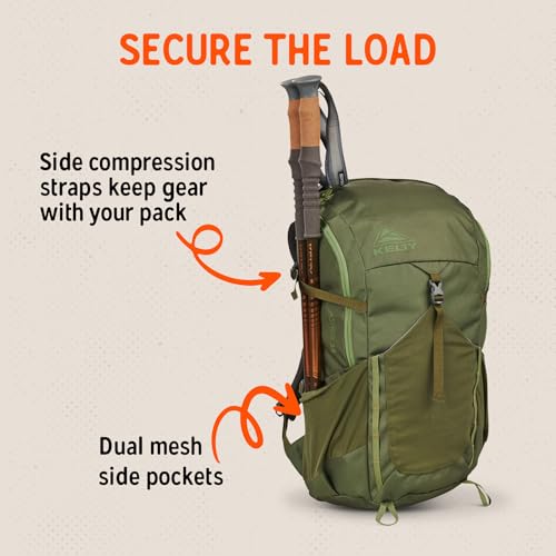 Image of Kelty Asher Backpack, Daypack to Multi-Day Backpacking Capacity, Hiking, Lightweight Travel Pack, Internal Frame (35L Winter Moss)